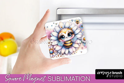 Bee Magnet Sublimation - Cute Bee Quote Magnet Design Sublimation OrangeBrushStudio 