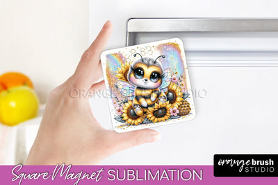 Bee Magnet Sublimation - Cute Bee Quote Magnet Design Sublimation OrangeBrushStudio 