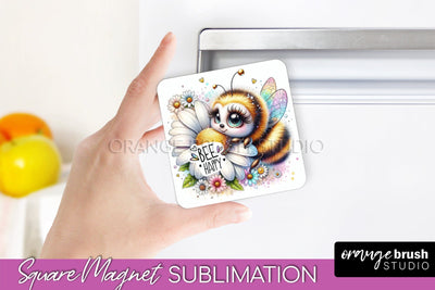 Bee Magnet Sublimation - Cute Bee Quote Magnet Design Sublimation OrangeBrushStudio 