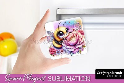 Bee Magnet Sublimation - Cute Bee Quote Magnet Design Sublimation OrangeBrushStudio 