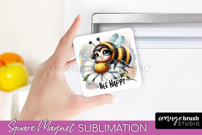 Bee Magnet Sublimation - Cute Bee Quote Magnet Design Sublimation OrangeBrushStudio 