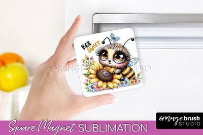 Bee Magnet Sublimation - Cute Bee Quote Magnet Design Sublimation OrangeBrushStudio 