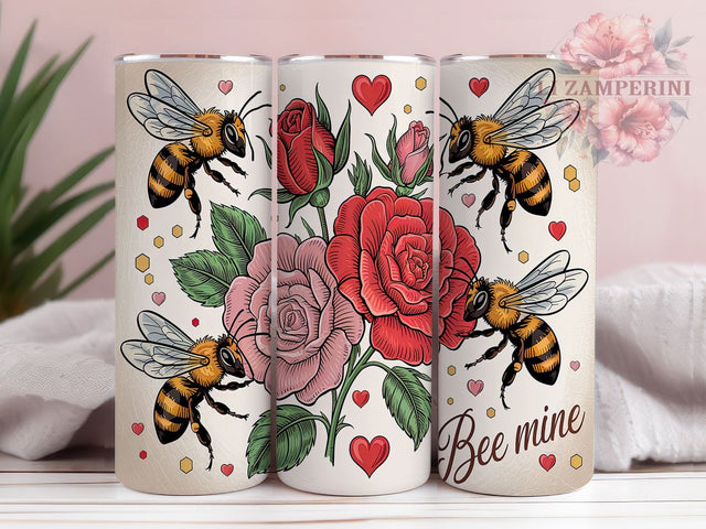 Bee Mine Bumblebee Valentine Tumbler Wrap, Bumblebee Tumbler Wrap, Valentines Tumbler, Heart Design Wrap, 20oz Sublimation Wrap, Cute Valentine Tumbler, Love Tumbler Wrap Sublimation Li Zamperini 