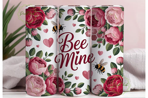 Bee Mine Floral 20oz Tumbler Wrap Sublimation PixelChick 