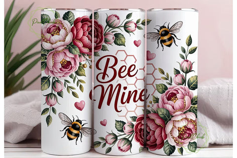 Bee Mine Floral 20oz Tumbler Wrap Sublimation PixelChick 
