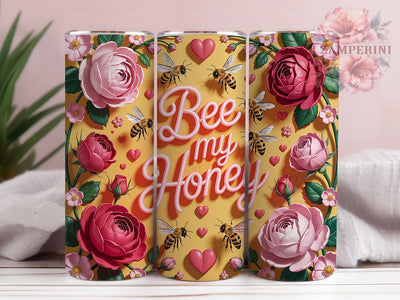 Bee Mine Honey Love Tumbler, Honey Bee Love Wrap, Bumblebee Hearts Cup, 20oz Sublimation Wrap, Cute Bee Valentine Tumbler, Romantic Bee Design Cup, Sweet Honey Love Wrap Sublimation Li Zamperini 
