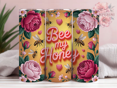 Bee Mine Honey Love Tumbler, Honey Bee Love Wrap, Bumblebee Hearts Cup, 20oz Sublimation Wrap, Cute Bee Valentine Tumbler, Romantic Bee Design Cup, Sweet Honey Love Wrap Sublimation Li Zamperini 