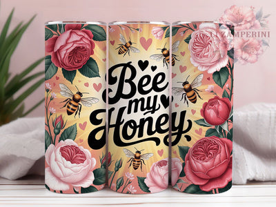 Bee Mine Honey Love Tumbler, Honey Bee Love Wrap, Bumblebee Hearts Cup, 20oz Sublimation Wrap, Cute Bee Valentine Tumbler, Romantic Bee Design Cup, Sweet Honey Love Wrap Sublimation Li Zamperini 