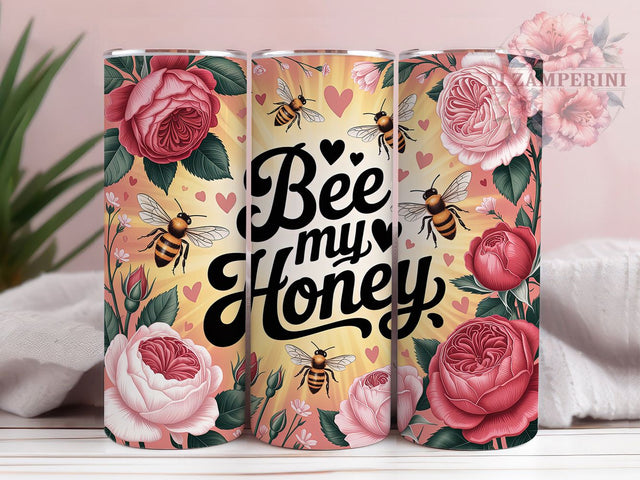 Bee Mine Honey Love Tumbler, Honey Bee Love Wrap, Bumblebee Hearts Cup, 20oz Sublimation Wrap, Cute Bee Valentine Tumbler, Romantic Bee Design Cup, Sweet Honey Love Wrap Sublimation Li Zamperini 