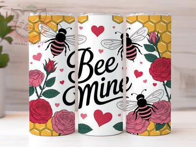 Bee Mine Valentine Tumbler, Valentine Hearts Wrap, Cute Bee Love Cup, 20oz Sublimation Wrap, Adorable Bumblebee Valentine Tumbler, Sweet Bee Design Cup, Valentine’s Day Bee Theme Wrap Sublimation Lara' s Designs 