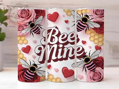 Bee Mine Valentine Tumbler, Valentine Hearts Wrap, Cute Bee Love Cup, 20oz Sublimation Wrap, Adorable Bumblebee Valentine Tumbler, Sweet Bee Design Cup, Valentine’s Day Bee Theme Wrap Sublimation Lara' s Designs 