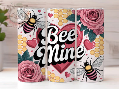 Bee Mine Valentine Tumbler, Valentine Hearts Wrap, Cute Bee Love Cup, 20oz Sublimation Wrap, Adorable Bumblebee Valentine Tumbler, Sweet Bee Design Cup, Valentine’s Day Bee Theme Wrap Sublimation Lara' s Designs 
