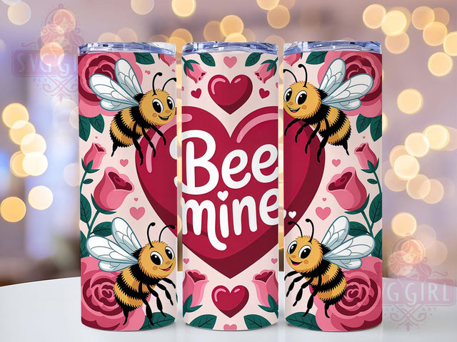 Bee Mine Valentine Tumbler Wrap, Bumblebee Valentines Sublimation, Cute Hearts Drinkware Design, 20oz Skinny Tumbler Wrap, Love Bug Sublimation Wrap, Romantic Bee Theme Tumbler, Valentine’s Day Gift Wrap Sublimation SvggirlplusArt 