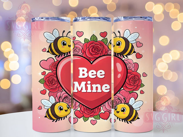 Bee Mine Valentine Tumbler Wrap, Bumblebee Valentines Sublimation, Cute Hearts Drinkware Design, 20oz Skinny Tumbler Wrap, Love Bug Sublimation Wrap, Romantic Bee Theme Tumbler, Valentine’s Day Gift Wrap Sublimation SvggirlplusArt 