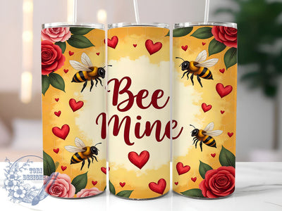 Bee Mine Valentine's 20oz Tumbler, Bumblebee Design, Valentines Day Gift, 20oz Tumbler Wrap, Heart Tumbler, Cute Bee Gift, Custom Drinkware Sublimation ToriDesigns 