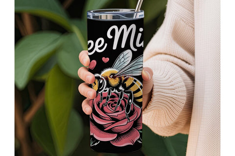 Bee Mine Valentine's Tumbler Wrap Sublimation DesignSVG 