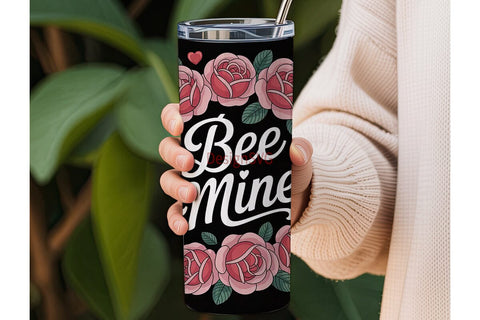 Bee Mine Valentine's Tumbler Wrap Sublimation DesignSVG 