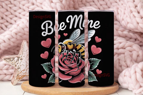 Bee Mine Valentine's Tumbler Wrap Sublimation DesignSVG 
