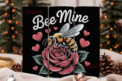 Bee Mine Valentine's Tumbler Wrap Sublimation DesignSVG 