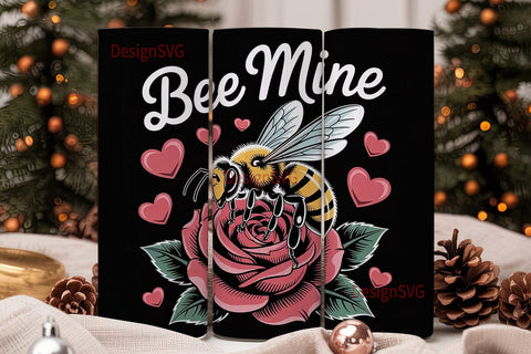 Bee Mine Valentine's Tumbler Wrap Sublimation DesignSVG 