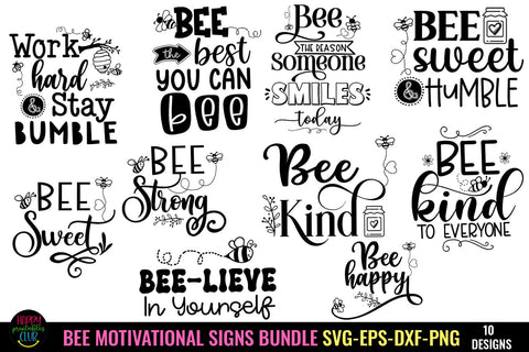 Bee Motivational Signs SVG Bundle I Bee Home Decor Sign SVG SVG Happy Printables Club 