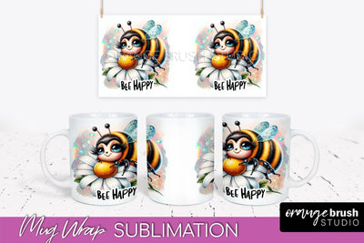 Bee Mug Wrap Inspirational Quote Floral Mug PNG Sublimation Sublimation OrangeBrushStudio 
