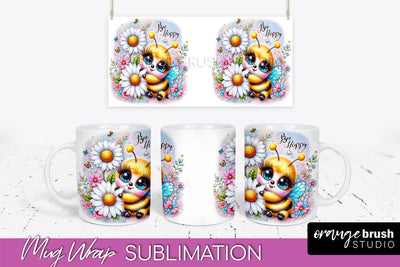 Bee Mug Wrap Inspirational Quote Floral Mug PNG Sublimation Sublimation OrangeBrushStudio 