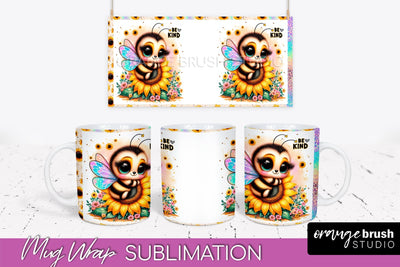 Bee Mug Wrap Inspirational Quote Floral Mug PNG Sublimation Sublimation OrangeBrushStudio 