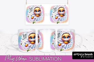 Bee Mug Wrap Inspirational Quote Floral Mug PNG Sublimation Sublimation OrangeBrushStudio 