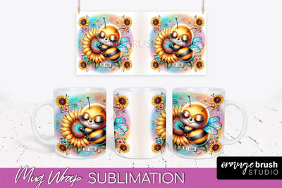 Bee Mug Wrap Inspirational Quote Floral Mug PNG Sublimation Sublimation OrangeBrushStudio 