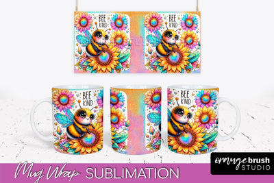 Bee Mug Wrap Inspirational Quote Floral Mug PNG Sublimation Sublimation OrangeBrushStudio 