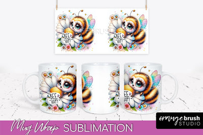 Bee Mug Wrap Inspirational Quote Floral Mug PNG Sublimation Sublimation OrangeBrushStudio 