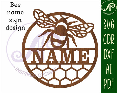 Bee Name sign svg laser cut template SVG APInspireddesigns 