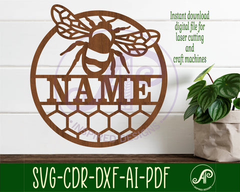 Bee Name sign svg laser cut template SVG APInspireddesigns 