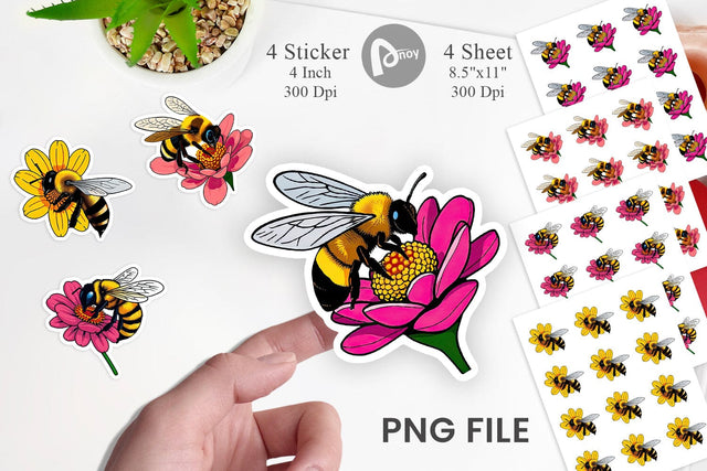 Bee on Flower Sticker Sublimation artnoy 