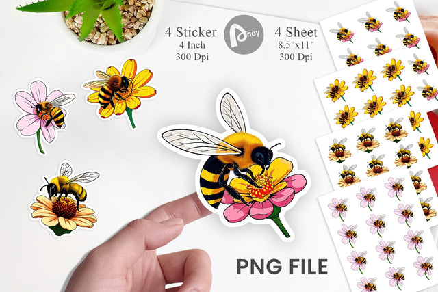 Bee on Flower Sticker Sublimation artnoy 