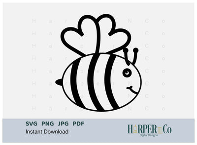 Bee Outline 1 SVG PNG Cut EPS File SVG HarperNCo 