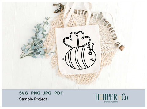 Bee Outline 3 SVG PNG Cut EPS File SVG HarperNCo 