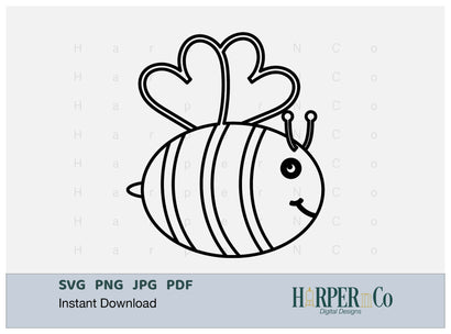 Bee Outline 3 SVG PNG Cut EPS File SVG HarperNCo 