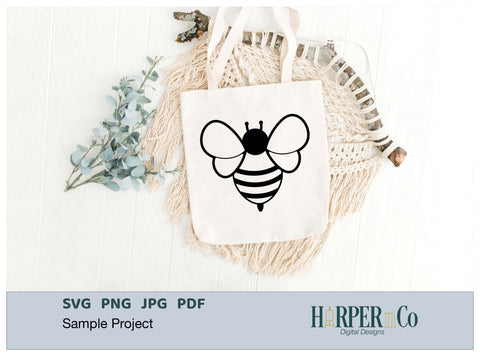 Bee Outline 5 SVG PNG Cut EPS File SVG HarperNCo 