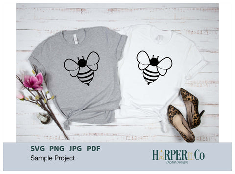 Bee Outline 5 SVG PNG Cut EPS File SVG HarperNCo 
