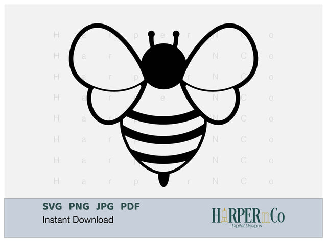 Bee Outline 5 SVG PNG Cut EPS File SVG HarperNCo 