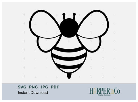 Bee Outline 5 SVG PNG Cut EPS File SVG HarperNCo 