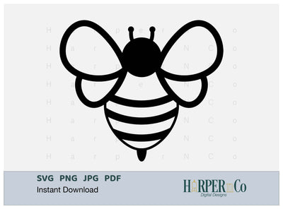 Bee Outline 6 SVG PNG Cut EPS File SVG HarperNCo 