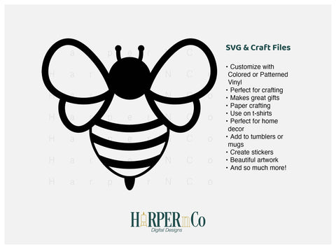 Bee Outline 6 SVG PNG Cut EPS File SVG HarperNCo 