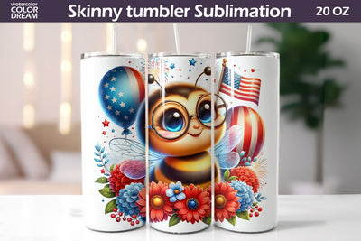 Bee Patriotic Tumbler | 4th Of July Tumbler Sublimation WatercolorColorDream 
