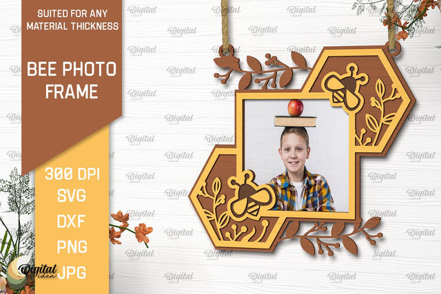 Bee Photo Frame Laser Cut. Honeycomb Design SVG SVG Evgenyia Guschina 