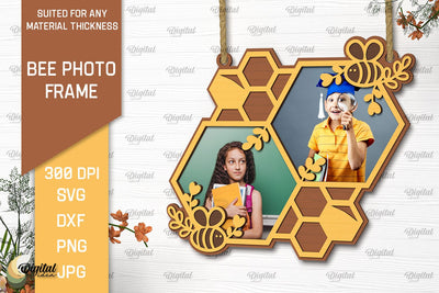 Bee Photo Frame Laser Cut. Honeycomb Design SVG SVG Evgenyia Guschina 