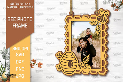 Bee Photo Frame Laser Cut. Honeycomb Design SVG SVG Evgenyia Guschina 