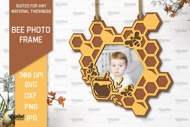 Bee Photo Frame Laser Cut. Honeycomb Design SVG SVG Evgenyia Guschina 
